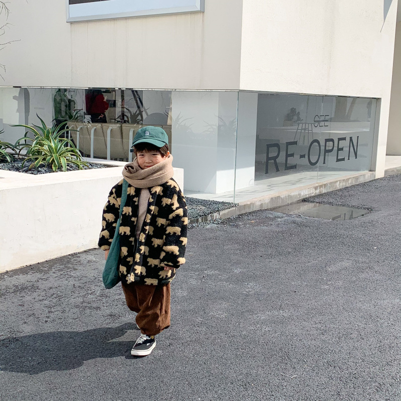 Abrigo grueso de lana con cremallera para niños, ropa de para niñas de 1 a 9 años, coreana, invierno, 7511G,: black / 130 for 7y