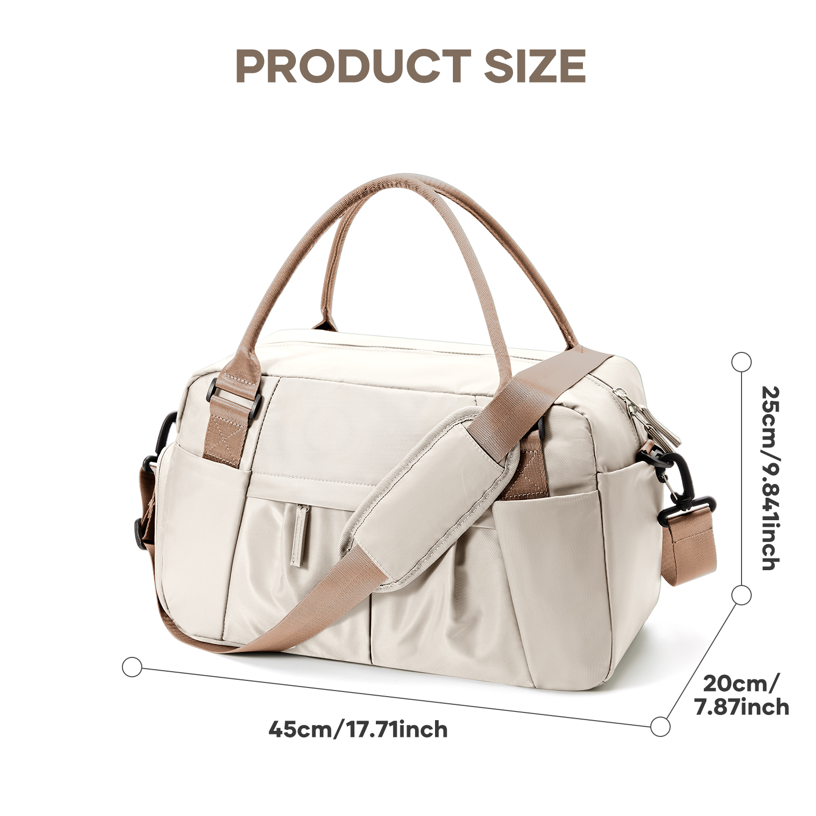 Borse da viaggio da palestra per donna uomo, borse da viaggio per bagagli a mano 40x20x25 Borsa Ryanair, borsa a tracolla impermeabile Borsa da fitness per esercizi: Beige