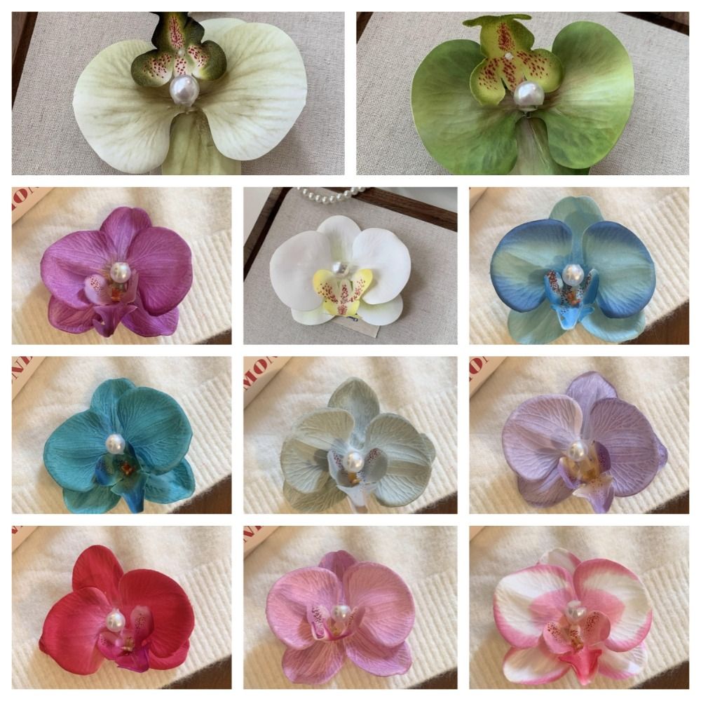 Accesorios para el cabello Clip para el cabello de flores, adorno para el cabello, horquilla de Orquídea rosa, pasadores laterales, tocado, pasadores bohemios