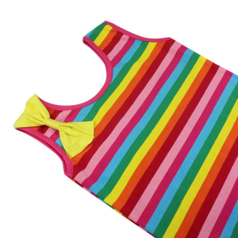 Vestidos de verano a rayas para niñas pequeñas, ropa informal de , vestido playero con lazo y de princesa para cumpleaños