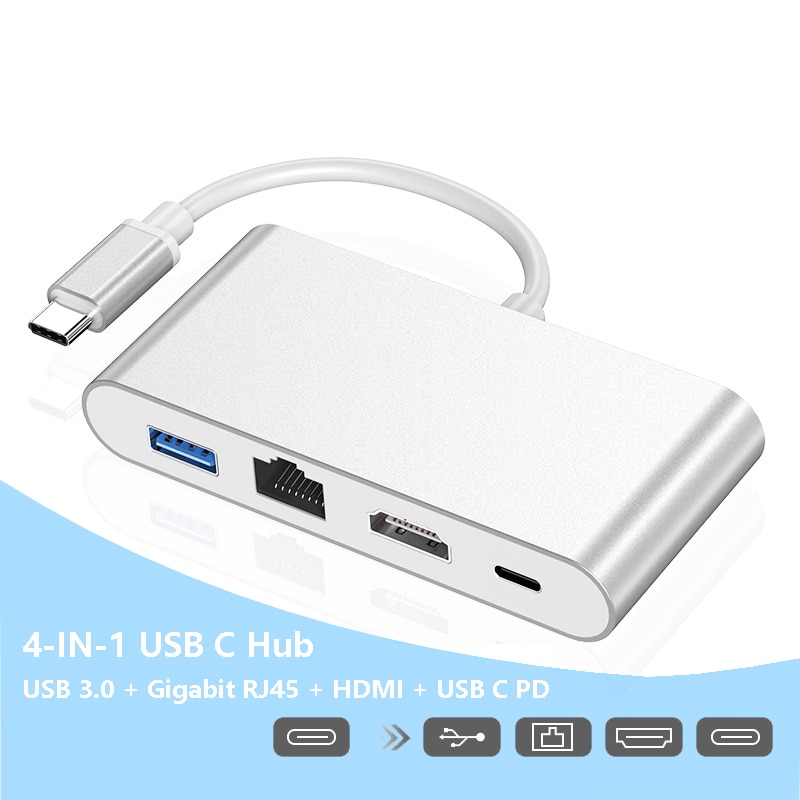 Adaptateur Hub pour MacBook Pro Air Dell Hp, commutateur USB type-c vers 4K HDMI Rj45 USB 3.0 PD, Compatible Thunderbolt 3