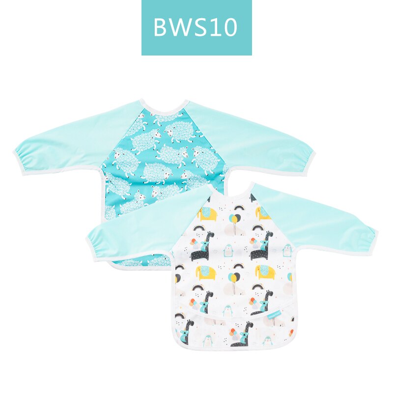 HappyFlute Button Style Bib 2pcs Set Cute Waterproof Long Sleeves With Snap Children Cloth Burp for 6-24month Baby: BWS10