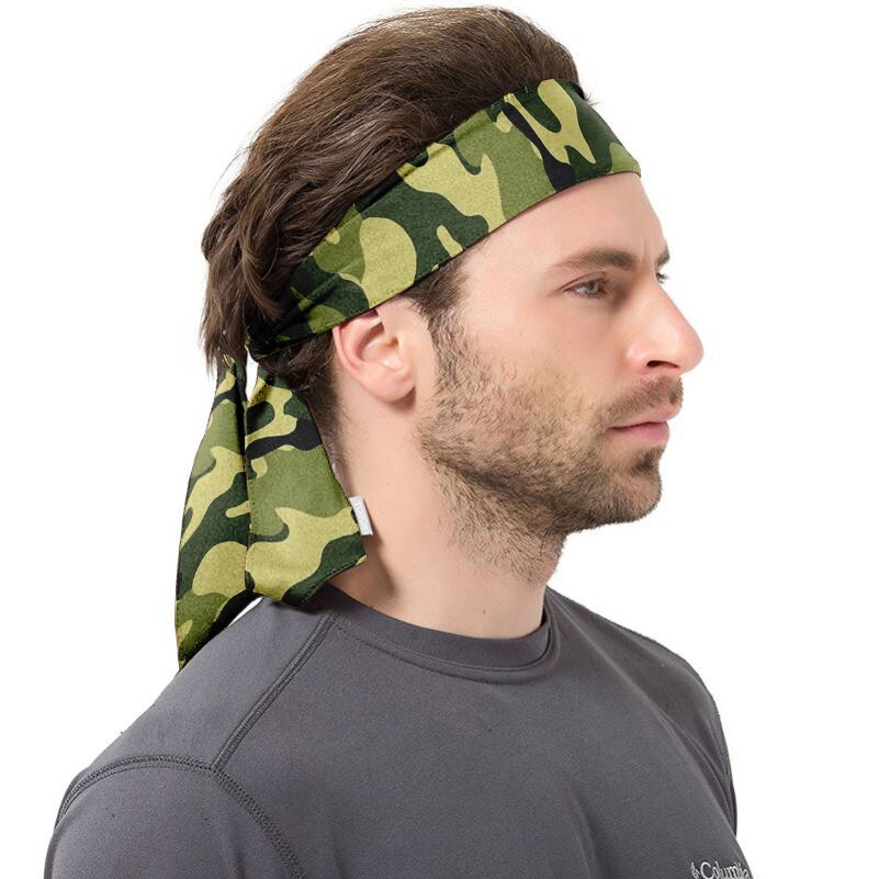 Camouflage Sports Head Band for Men Outdoor Cycling Running Tennis Absorbent Sweat Headband Fitness Compression Hair Headband