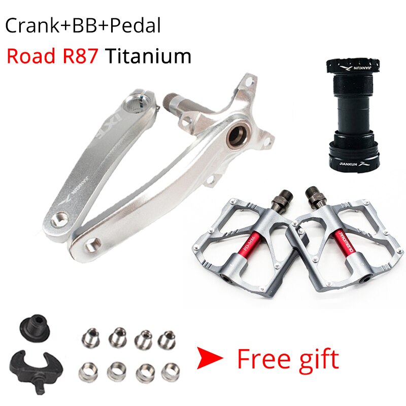 Jiankun 170mm krank mtb cykel 2pc 9/16in pedal 104 bcd ixf arm kædering aluminium landevejscykel kranksæt med bundbeslag bb