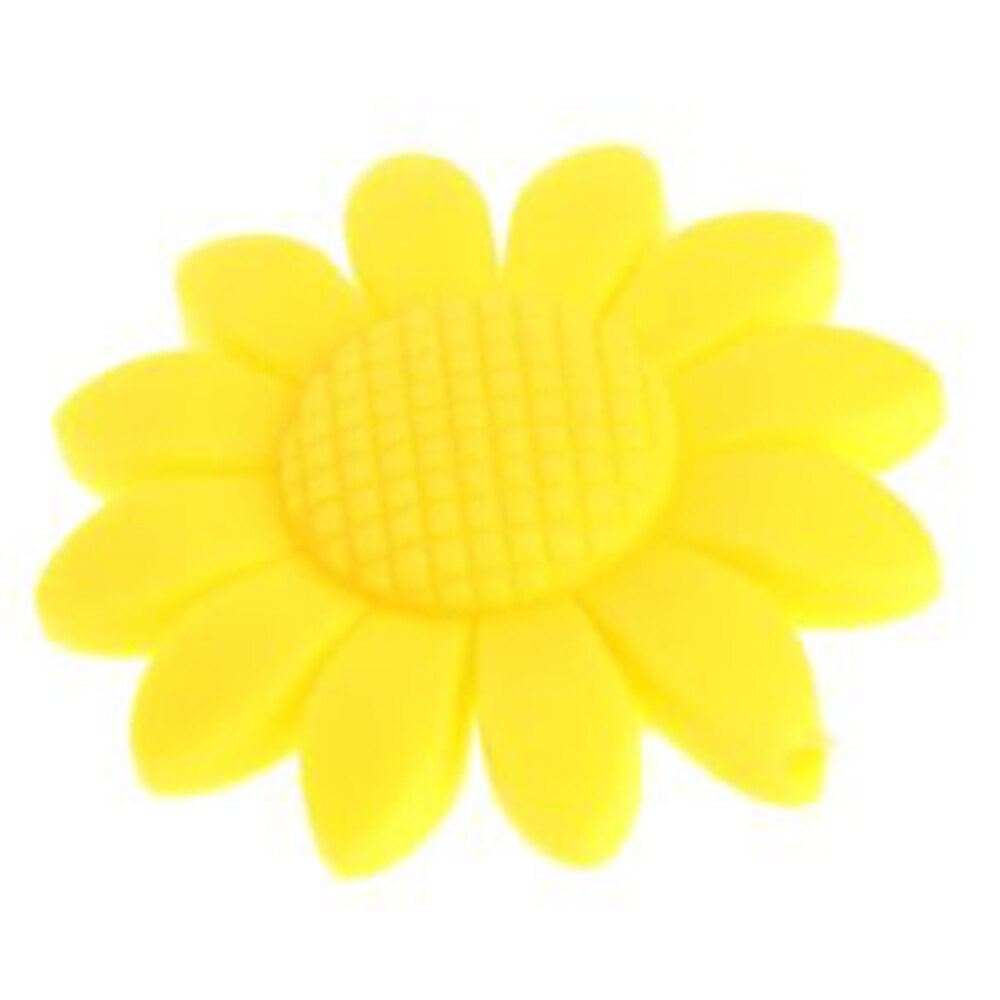 Baby 6 Style Colorful DIY Safety Chewy Silicone Sunflower Beads Pendant Teether Infant Safety Teething Necklace Decoration: Yellow