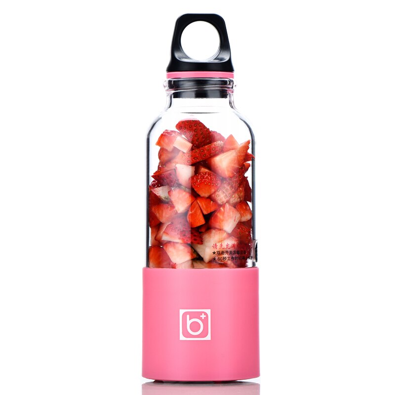 500ml draagbare oplaadbare blender elektrische sapcentrifuge beker groenten fruit sapmaker fles sapcentrifuge blender mixer: Roze
