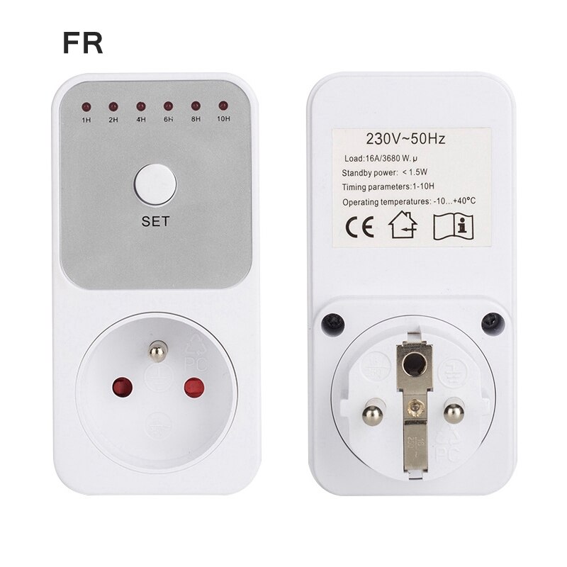 EU FR BR UK Electronic Timer Countdown Timing Socket 10Hr 6 Groups Timer Switch Countdown Switch Controller: FR