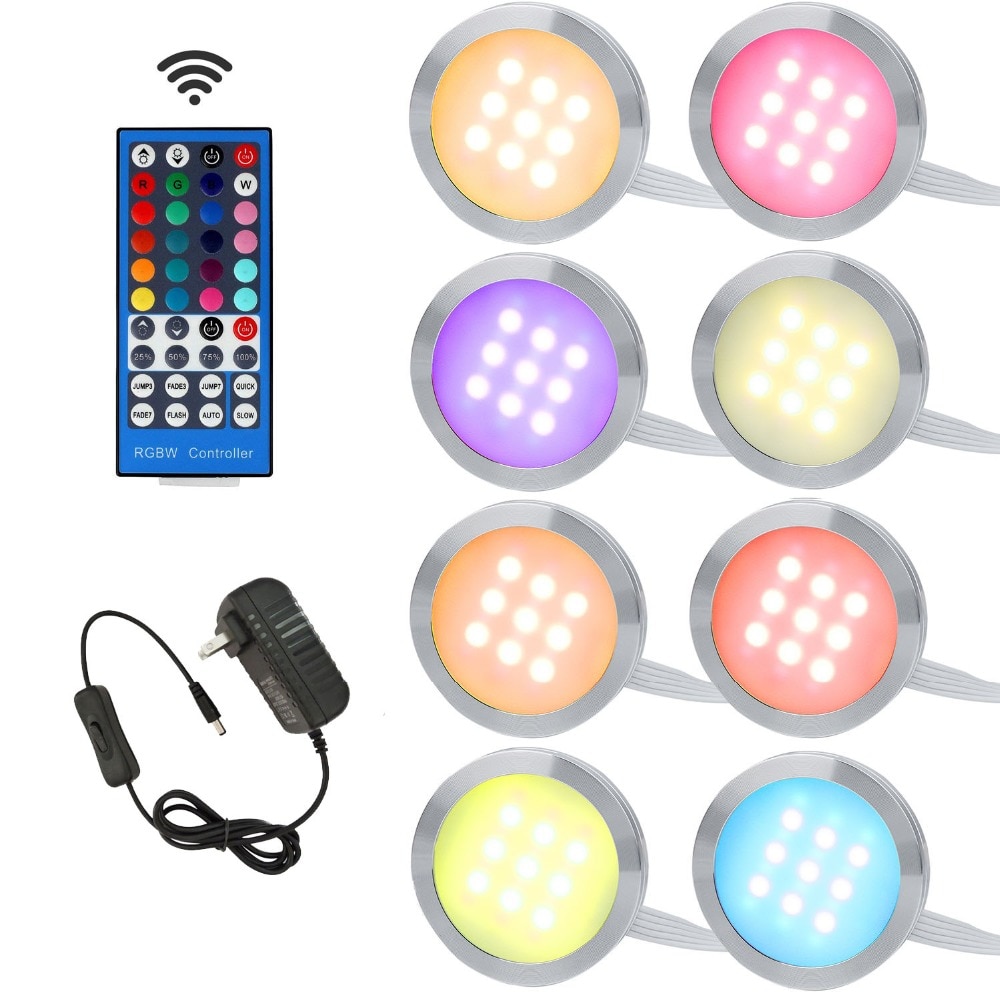 Aiboo RGBW RGB + Weiß LED Unter Schrank Lichter Downlight 8 Lampen mit IR Fernbedienung Dimmbare für Küche Dekoration beleuchtung
