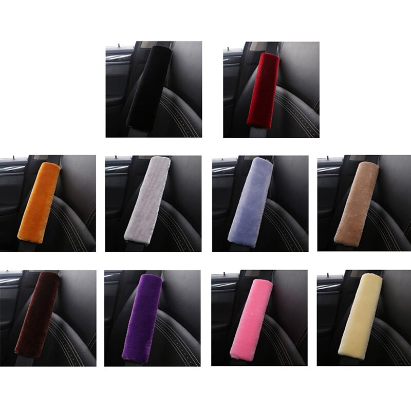 2pcs Soft Car Seatbelt Cover Sheepskin Seat Belt Pillow Pad Seat Belt Safety Strap Cover Shoulder Pads For Bag Car Accessories