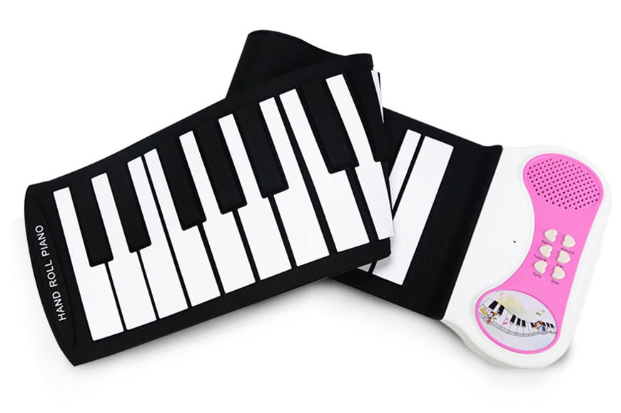 ! Piano à clavier souple en silicone avec 37 touches, 8 tons différents, 6 chansons de démonstration (bleu, rose, vert)