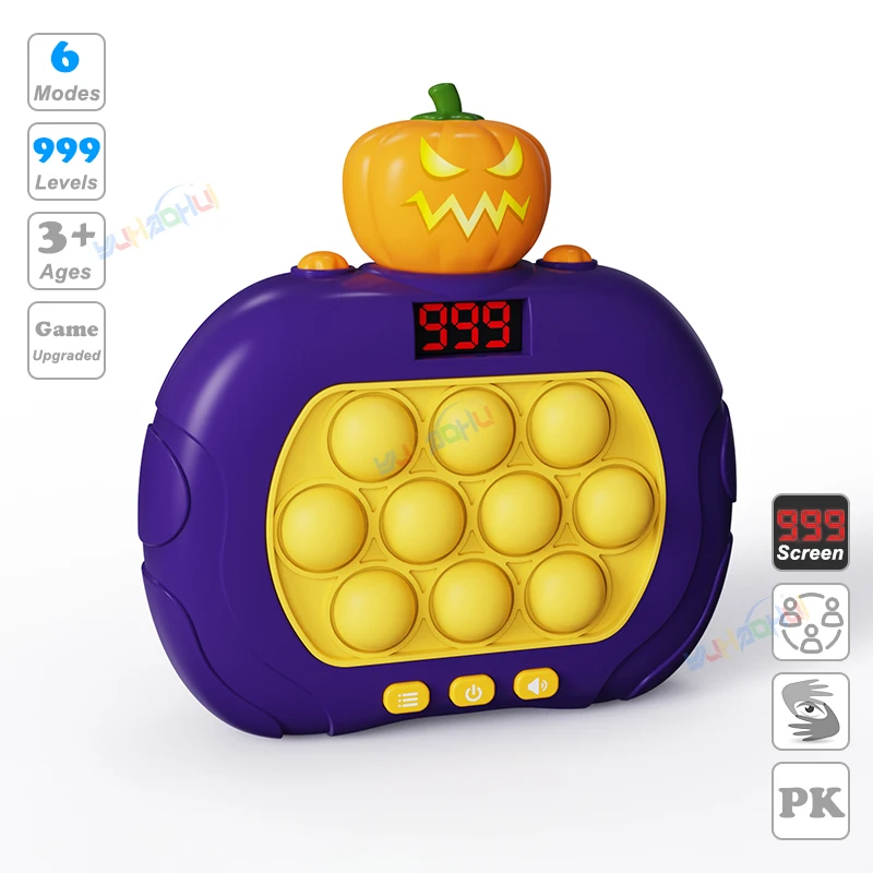 Consola de juegos de empuje rápido con luz Pop electrónica mejorada, juguetes para niños y adultos, juguete antiestrés, máquina de juego interactiva: Chocolate
