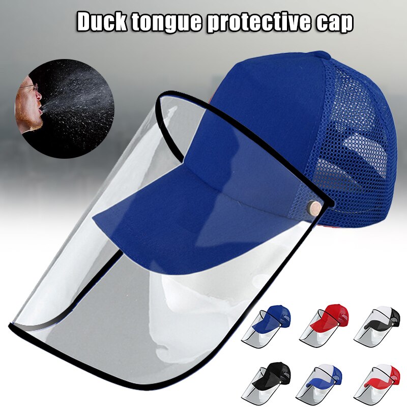 Anti-Spitting Beschermende Baseball Cap Met Stofdicht Transparant Cover Outdoor Gezicht Cover Caps YA88