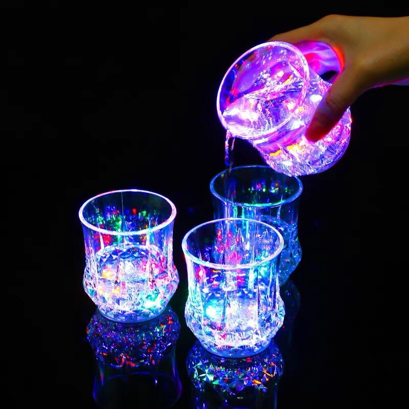 Lovers acrylic luminous cup water pouring induction shining glass magic color changing glass plastic party pub beer mug