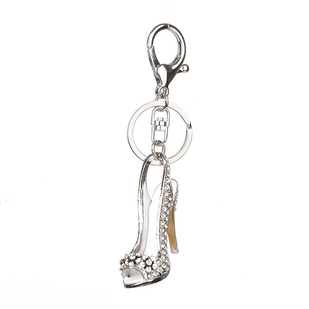 1PC Alloy Key Ring High Heel Shoe Keychain Rhinestone Crystal Purse Car Key Chain Girl Bag Decorative: Default Title