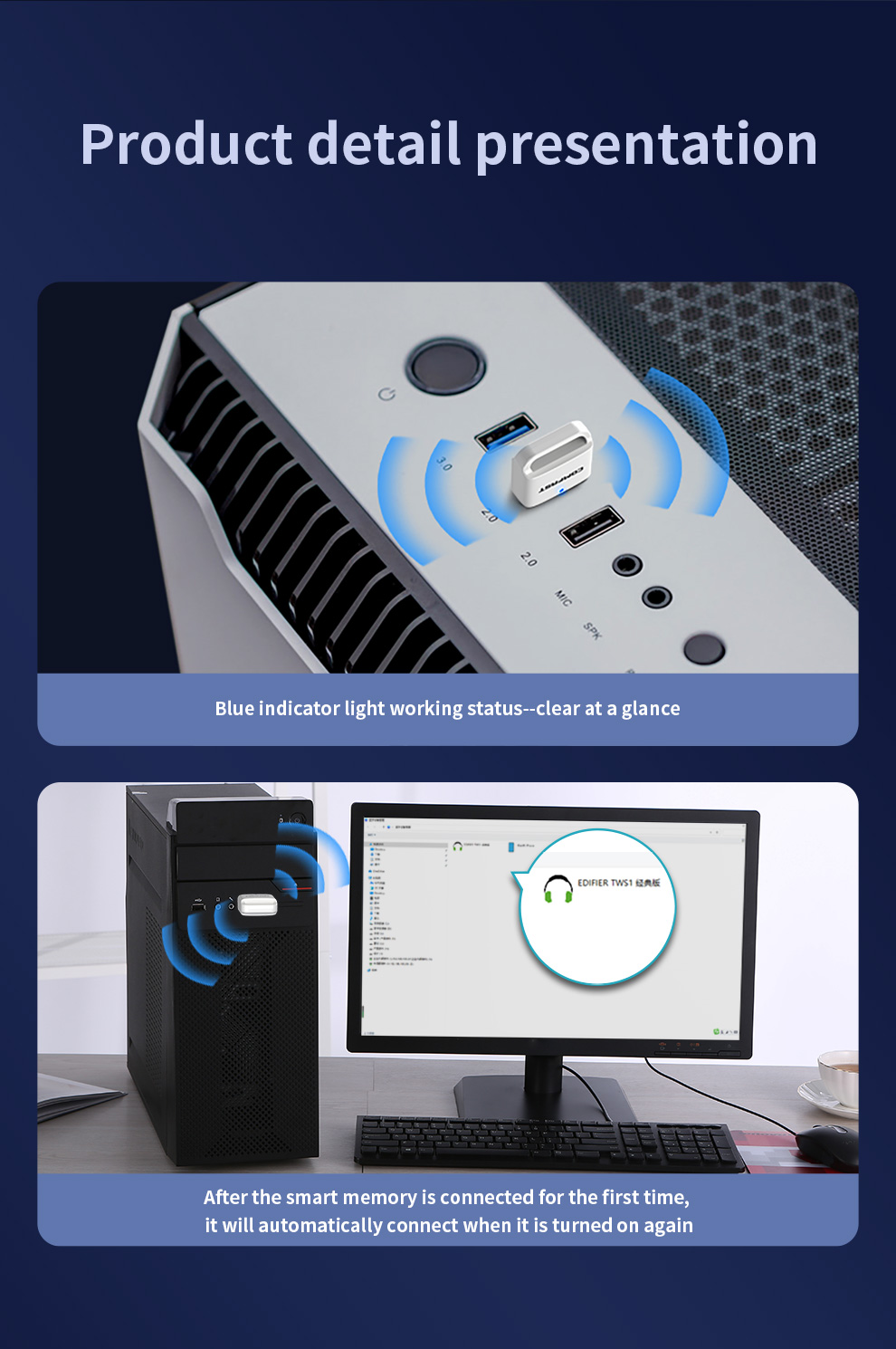 COMFAST Bluetooth 5.3 Adapter for Pc Usb WiFi Dongle Bluetooth 5.0 5.1 Receiver for Speaker Keyboard Audio Transmitter