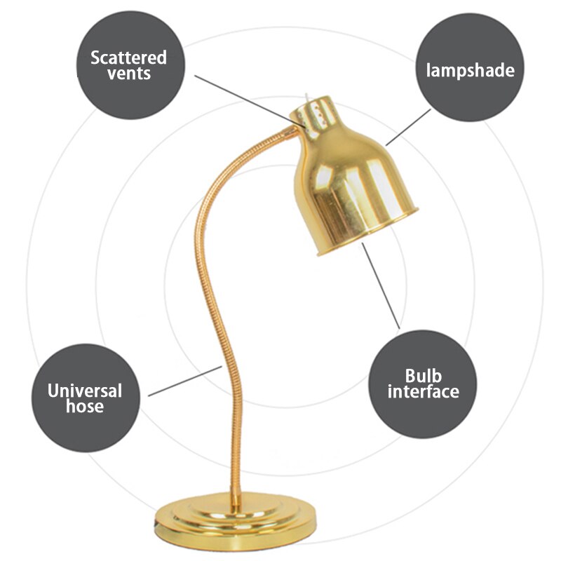 Heating Lamp Single Head Buffet Food Holding Cabinet Heating Barbecue Display Lamp Hanging Single Head 220V OEN PIECE LP