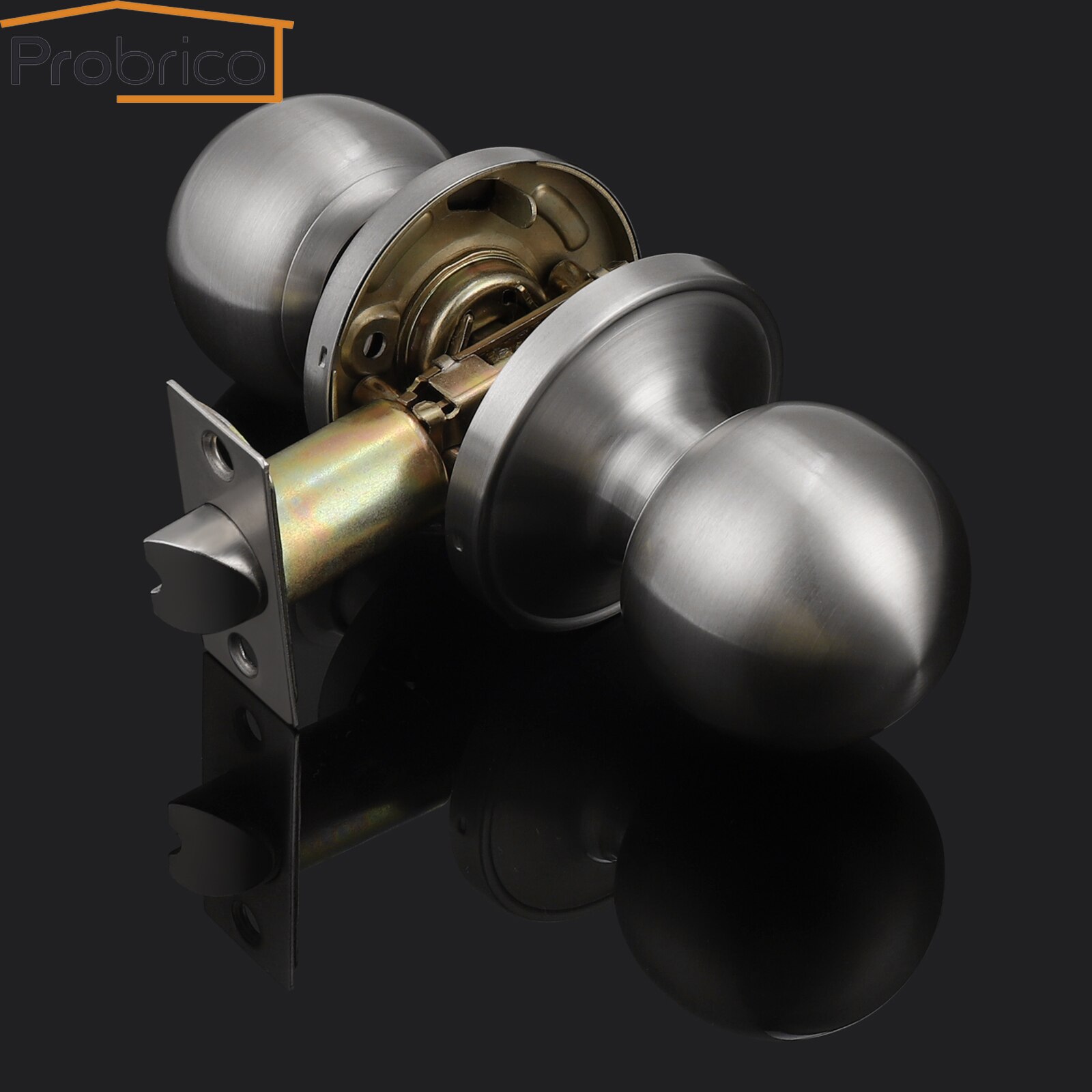 Probrico Passage Lock Handles for Lnterior Doors Rotation Round Door Levers with Latch Keyless Wooden Gate Knobs Lock Hardware