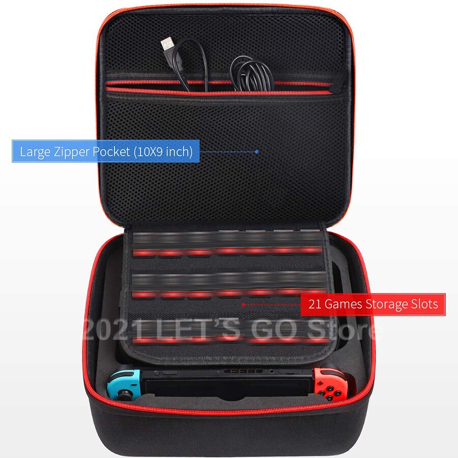 Nintendo switch hartschalen-reisetasche mit aufbewahrungsfach, 21 spielefächern und schultergurt für nintendo switch konsolenzubehör