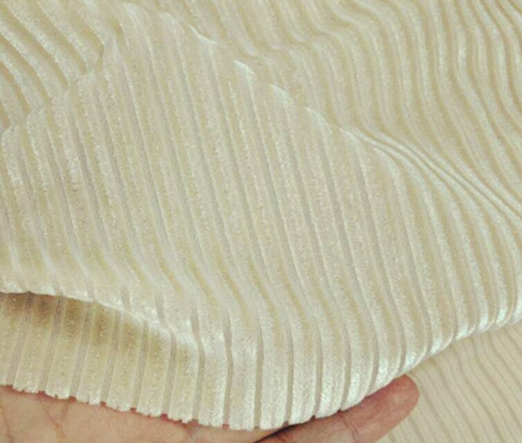 Tela elástica de terciopelo a rayas, textil para vestido artesanal, precioso tejido para pantalones de vestir, textil suave de lujo para el hogar: 7 light beige