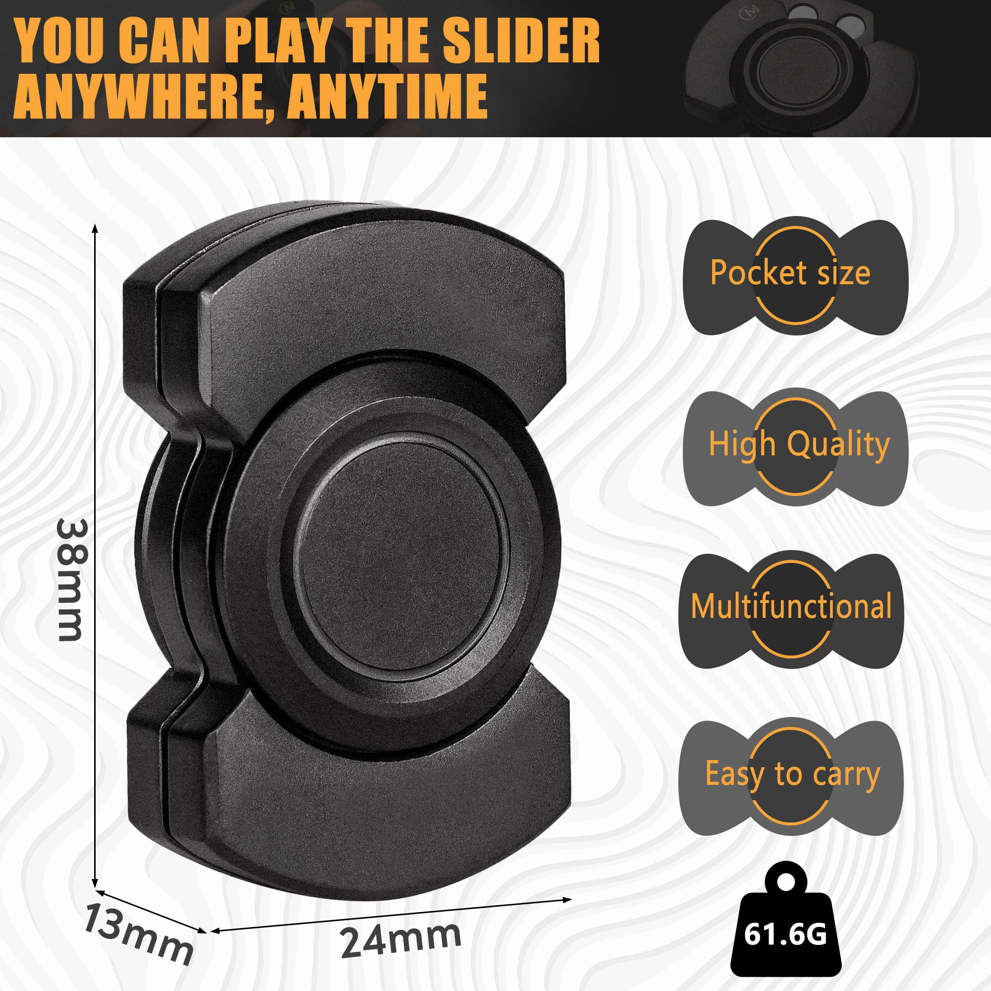 Combo de deslizador y spinner Fidget 3 en 1 de acero inoxidable con botón de clic, juguete de Metal para aliviar el estrés de adultos