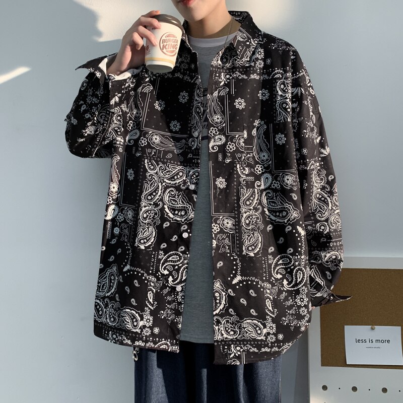 Cashew blossom shirt men&#39;s long sleeved autumn brand coat minority shirt Korean inch shirt imported shirt