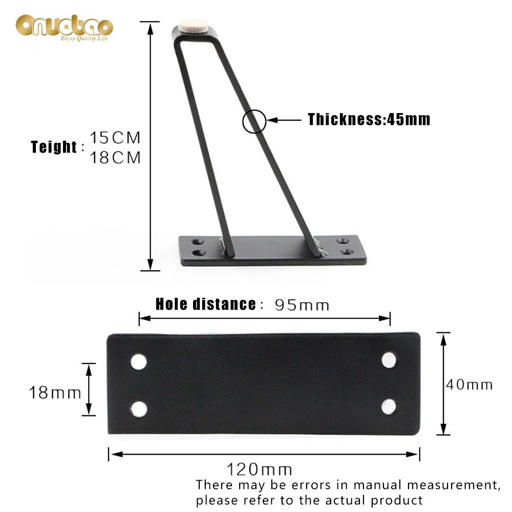 Onuobao 2PCS V Shaped Carbon Steel Furniture Legs Nordic Style Light Luxury Metal Bathroom Sofa Cabinet Table Bed Leg