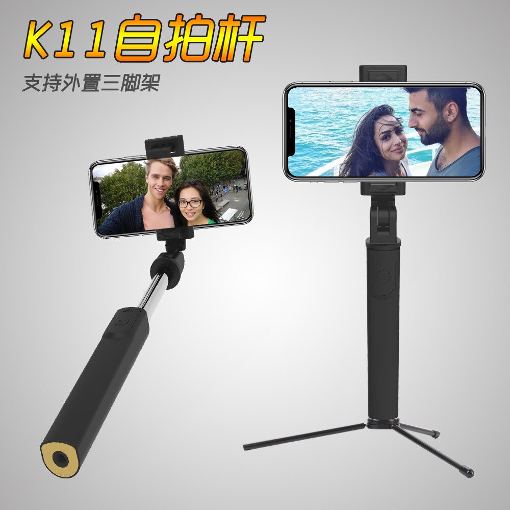 K11 Live Mobiele Telefoon Beugel Selfie Stick Met Achteruitkijkspiegels Horizontale En Verticale Shoot Bluetooth Mobiele Telefoon Statief Se: K11 Black And White with Pattern  with Metal Tripod 