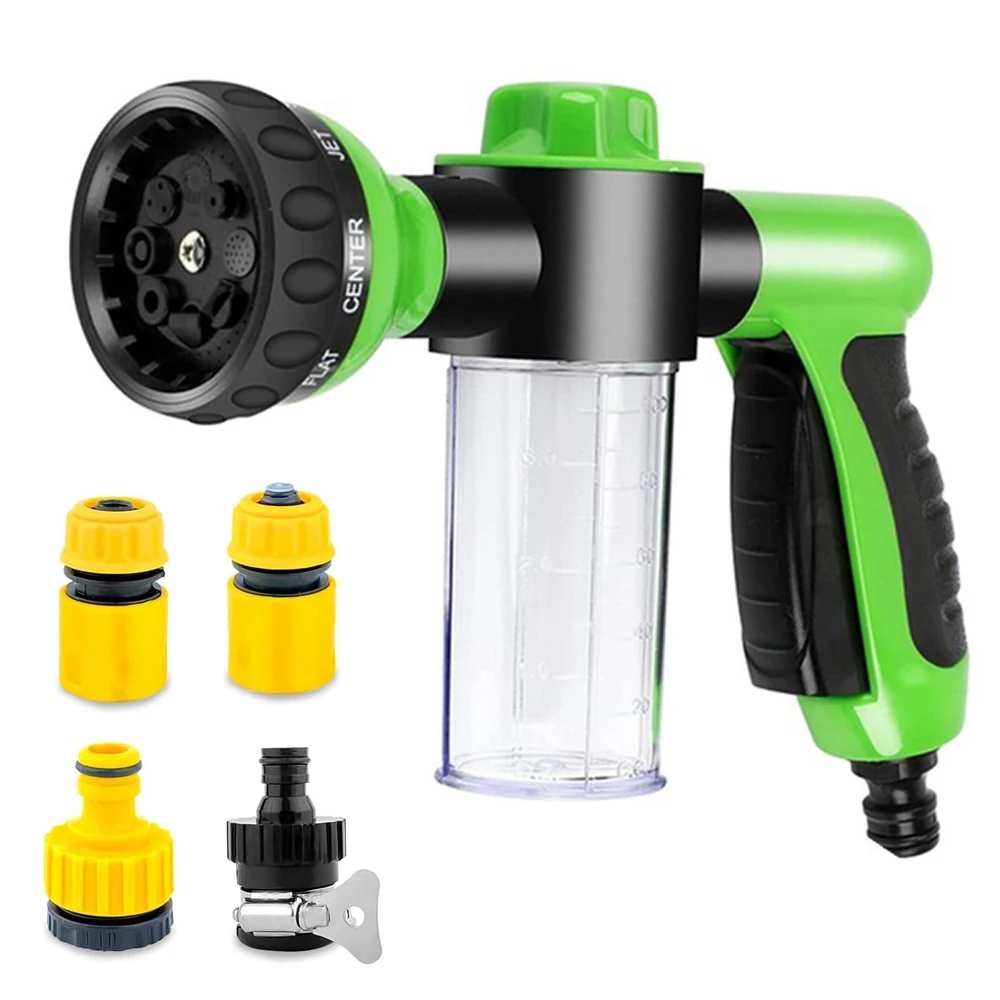 Pulvérisateur de douche pour chien 8 en 1, pistolet de pulvérisation de voiture de jardin, fixation de tuyau haute pression, distributeur de savon, buse de bouteille, outil de douche: Gris clair