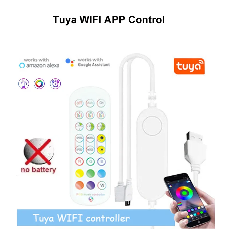 USB Bluetooth WIFI LED Strip RGB Controller IR Remote Dimmer Music Phone APP Control Brightness Adjust for 5050 2835 Tape Light: black