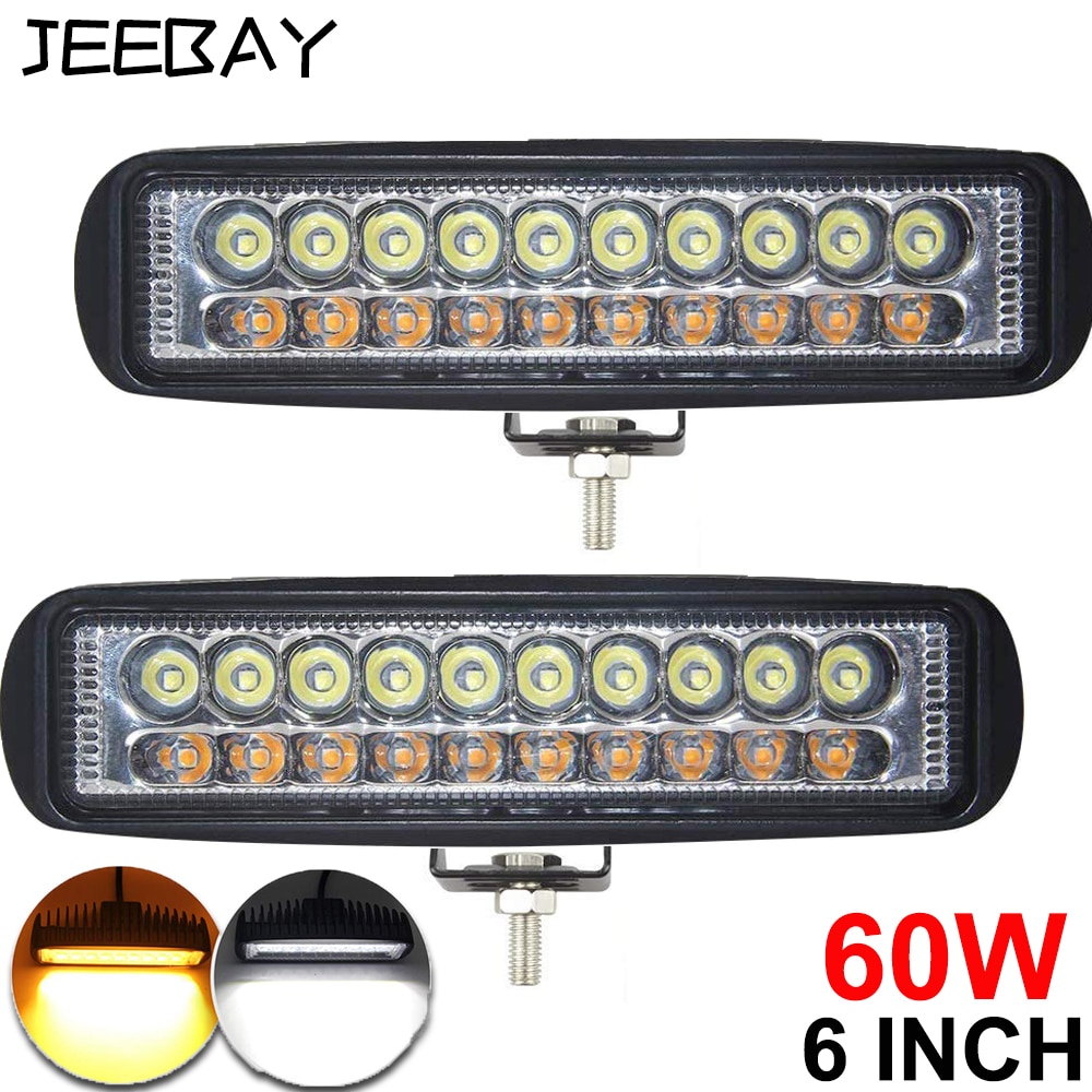 6 tommer 60w led arbejdslys 12v 24v led bjælker led bar offroad 4 x 4 bil off road flood spot combo lys suv tilbehør tågelygte