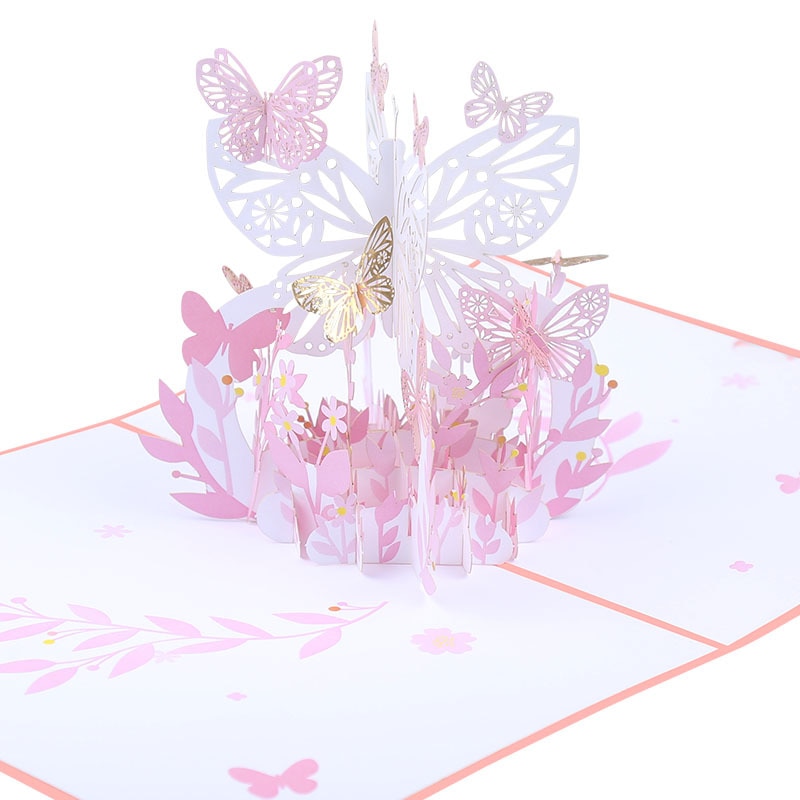 Butterfly Flower Pop Up 3D Greeting Card With Envelope Message Card Teacher Couple Thanksgiving Day Valentine Day