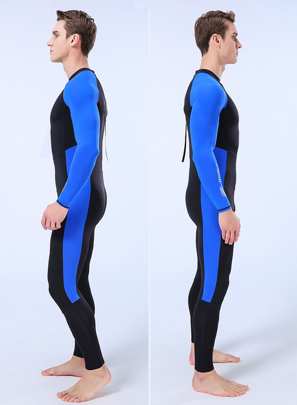 Men's Rash Guard Shirt Mens Long Sleeved T-Shirt Swimwear Wakeboard Floatsuit WetSuit Full Body Suit UV Swimming RashGuard Blue