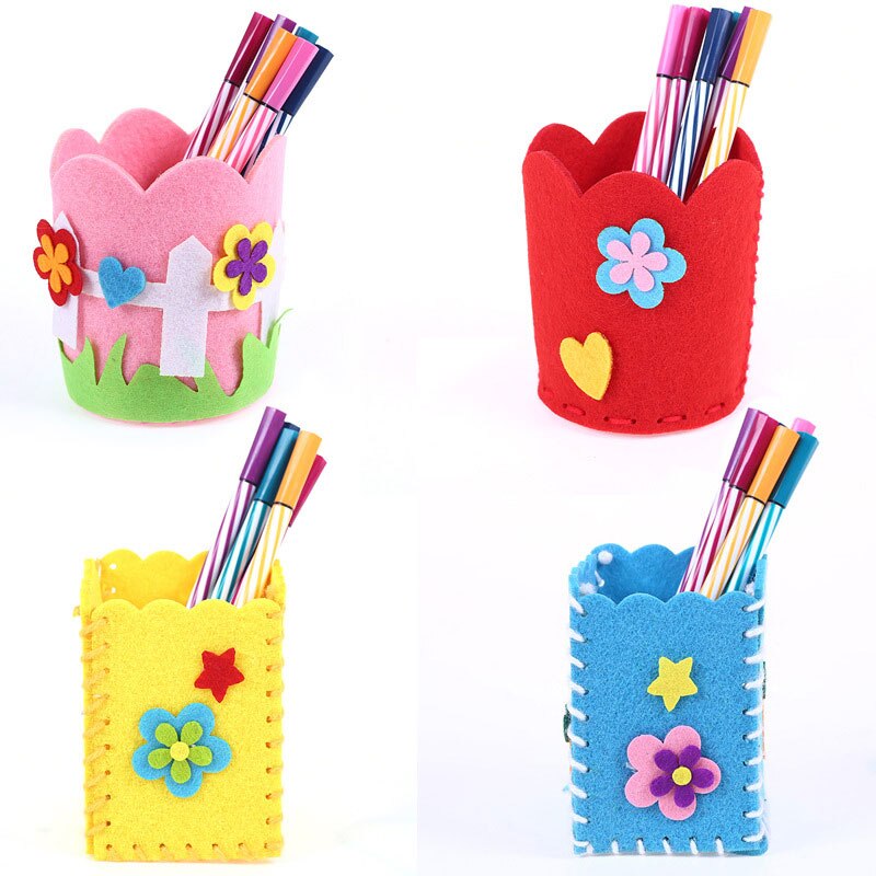 Kit de bloques de Tangram para manualidades educativas de bebé, hecho a mano bonito bolígrafo , contenedor de lápiz, soporte DIY, Kits de juguetes artesanales para niños