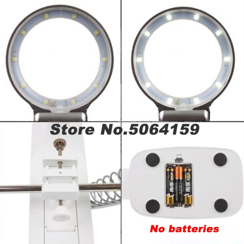 Metal Desktop LED Energy-Saving Maintenance Tool Magnifying Glass With Different Magnifications 3X and 4.5X