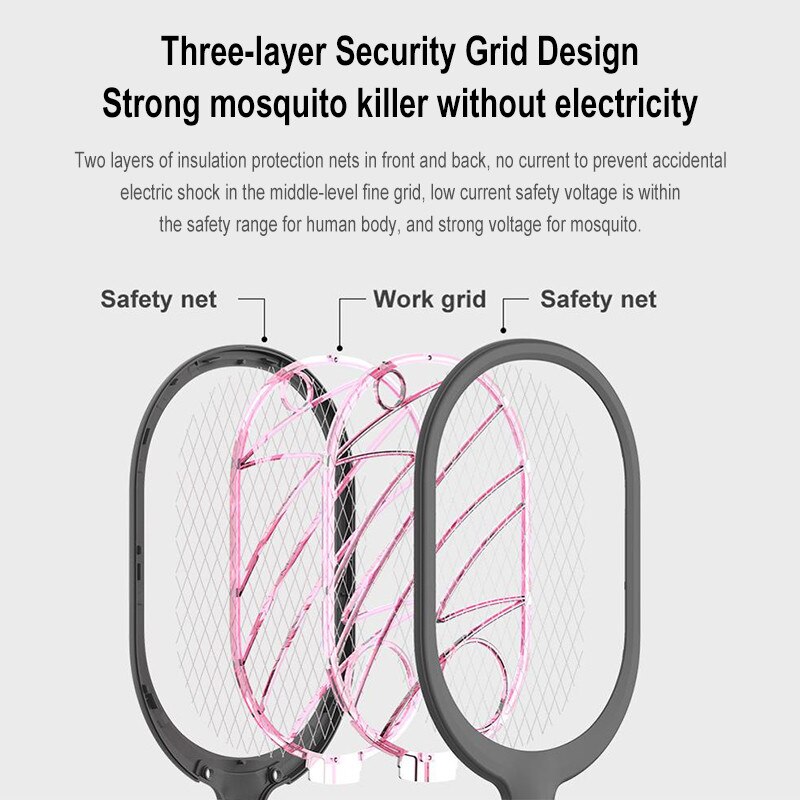 3000V multifonctionnel électrique tueur de moustique USB 1200mAh Rechargeable Bug Zapper mouche tapette piège maison Bug insecte raquette
