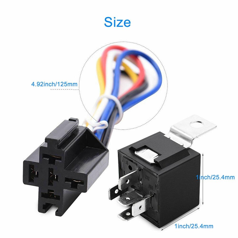 Automotive Relay 12V 30/40 Amp 5-Pin SPDT Automotive Relay with Wires and Harness Socket Set