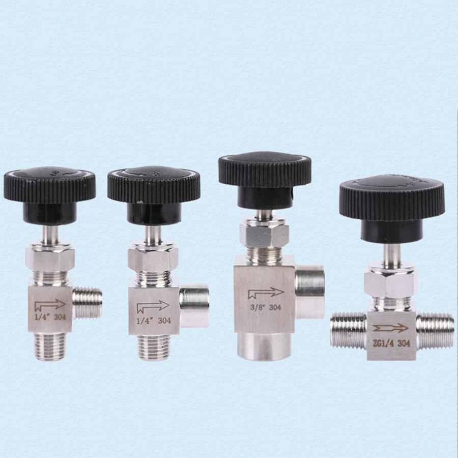 1PCS 1/8" 1/4" 3/8" 1/2" BSP Female Male Angle Needle Valve Crane Elbow 304 Stainless Flow Control Water Gas Oil 915 PSI