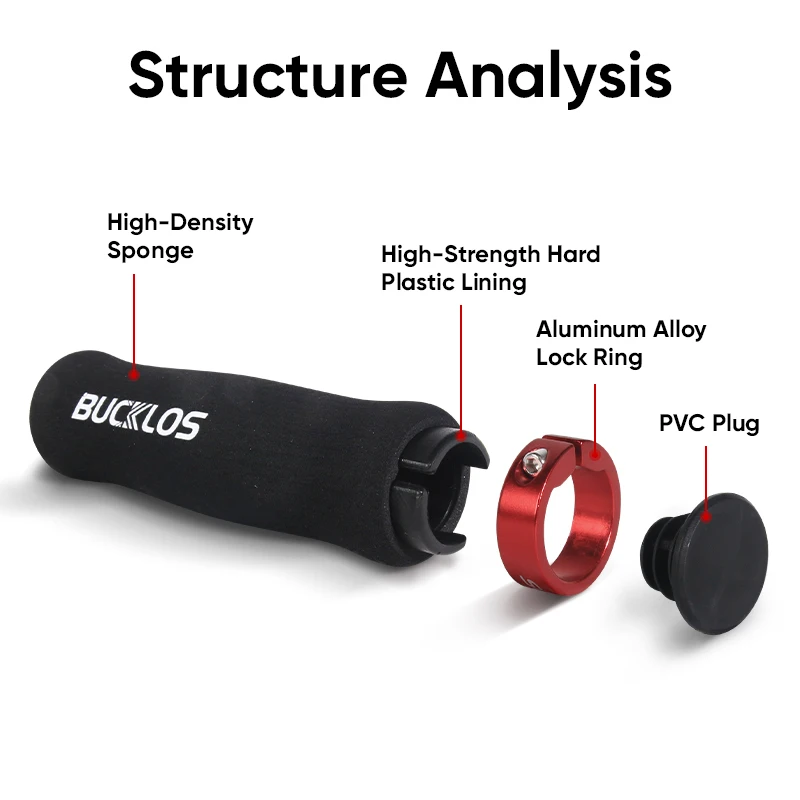 BUCKLOS Mtb Bicycle Grips Sponge Shock-absorbing Cycling Handlebar Sleeve Antislip Bike Handlebar Grip Comfort BMX Parts
