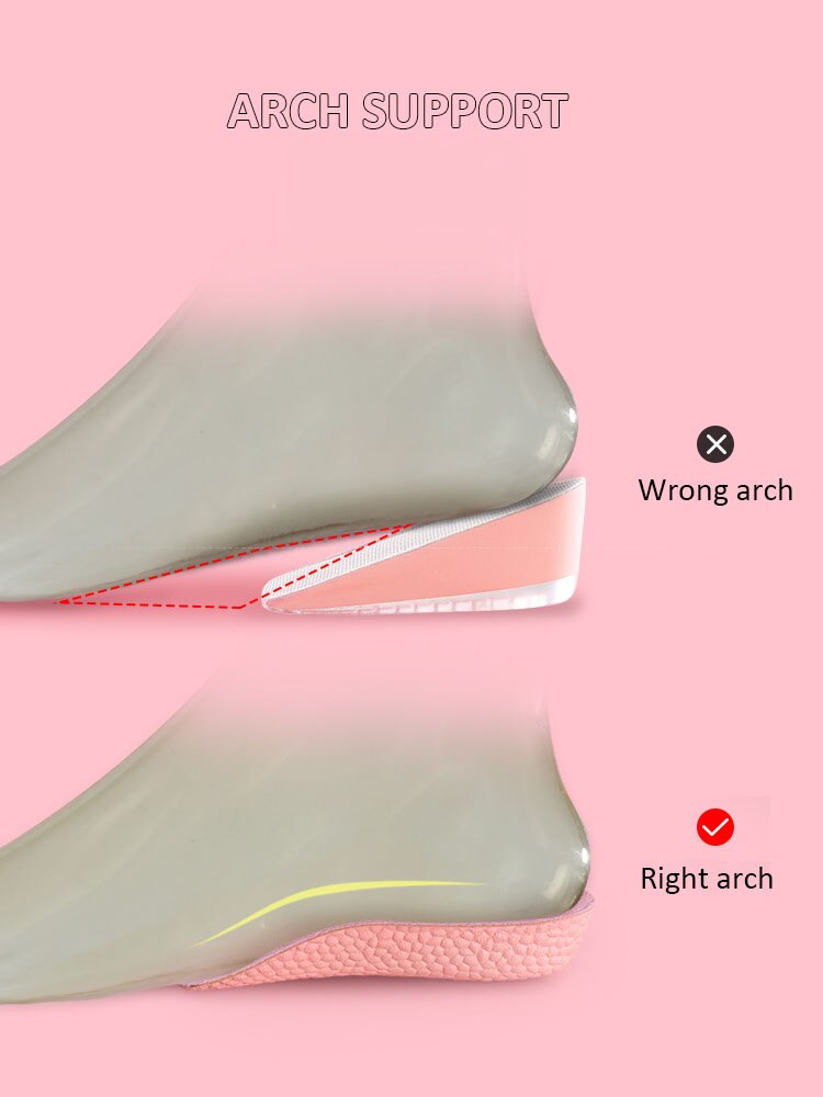 Cuscino per scarpe con rialzo in altezza supporto per arco traspirante sollevamento leggero mezzo tacco 1.5CM 2.5CM 3.5CM solette alte per unisex