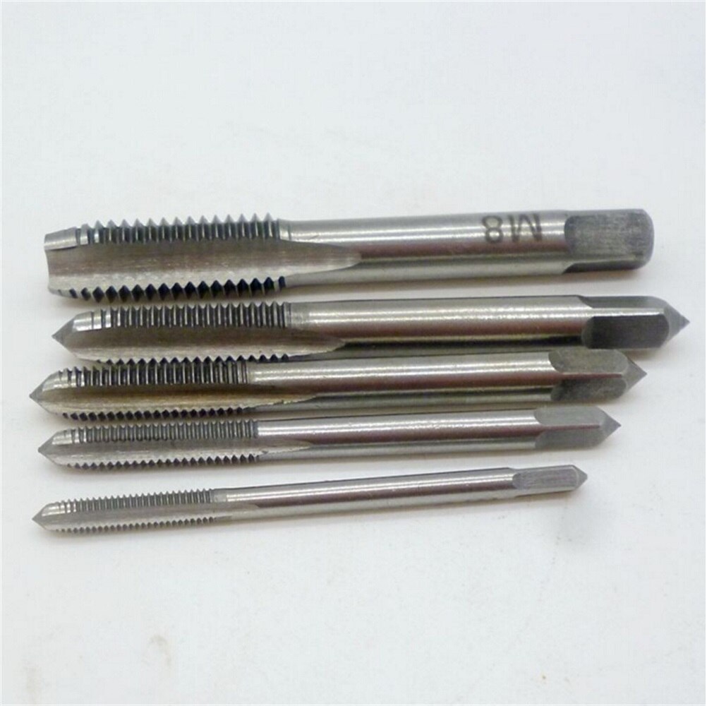 5pcs/Set Metric Plugs Hand Tap Tapping Screw Thread Taps Set M3 M4 M5 M6 M8 Straight Flute 3mm-8mm Hand Screw Thread Metric Plug