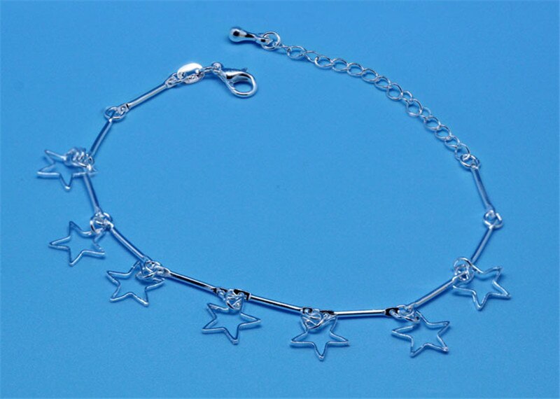 Bracciale a stella femminile caldo per gioielli da donna Charm Lady argento 925 cavigliere per accessori per ragazze Princess Anklet Bijou