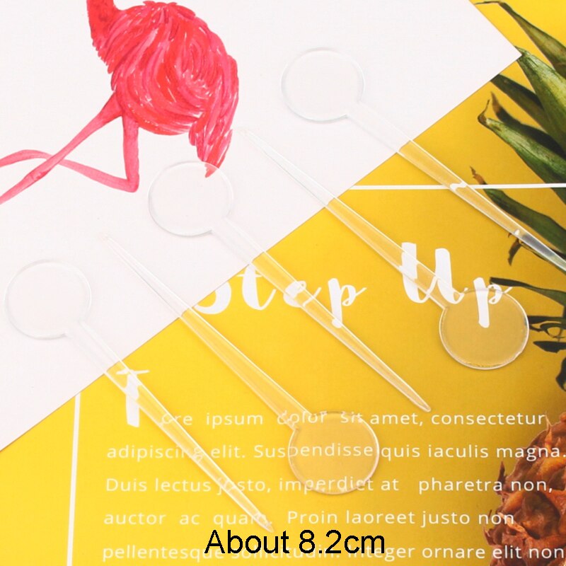 100PCS 9CM Cocktail Sticks Plastic Fruit Forks For Kids Disposable Cute Fruit Skewers Aperitif Cocktail Decor Buffet Picks Party: Transparent Round