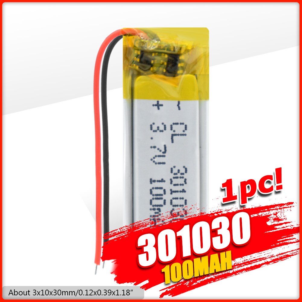 3.7V Lipo 301030 100mAh Lithium Battery For Point Reading Pen Smart Bracelet Lithium Polymer Battery For Bluetooth Headset: 1PC