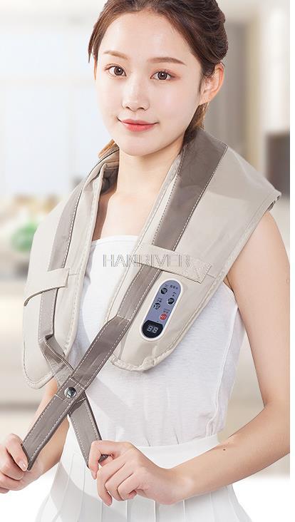 Elektryczny masażer Shiatsu, do masażu pleców, ramion, ciała, szyi, wielofunkcyjny, szal, na podczerwień, podgrzewany, masowanie, ugniatanie, do domu lub samochodu: 220V tap- Blown