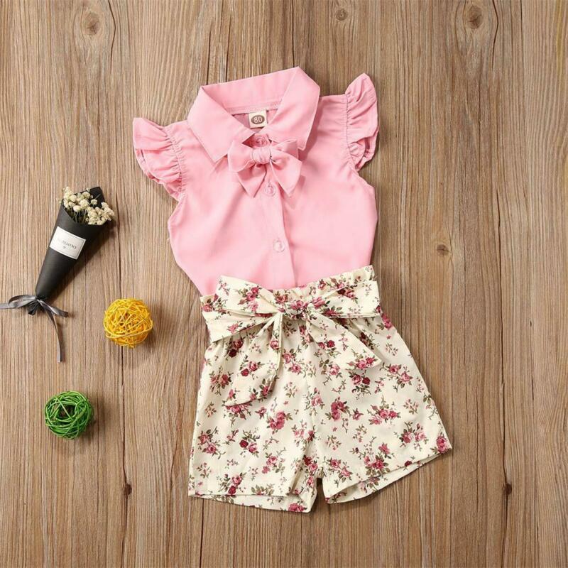 Baby zomerkleding 2 stuks kinderen peuter baby meisjes outfits bloemen kleding shirt tops bloemen shorts broek set