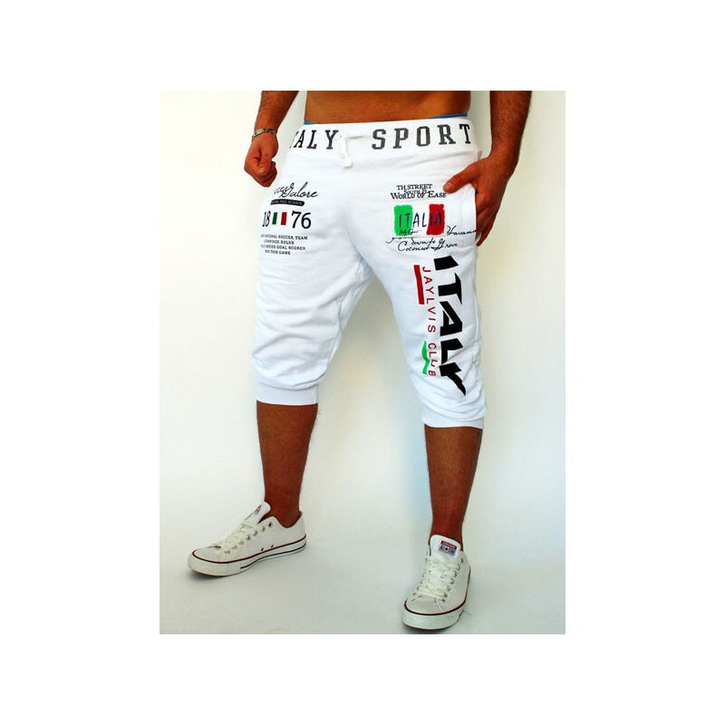 Mäns casual shorts italiensk flagga tryck stor storlek: Xxl / Vit