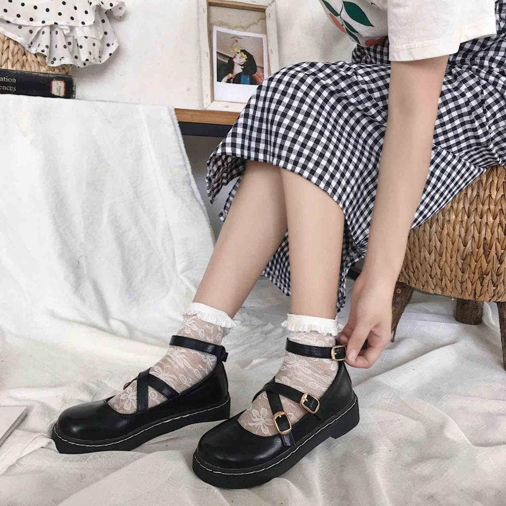 Femmes Oxfords richelieu chaussures noires été en cuir verni bout rond chaussures femme en cuir Creepers chaussures pour femmes taille 39: Black 1 / 5