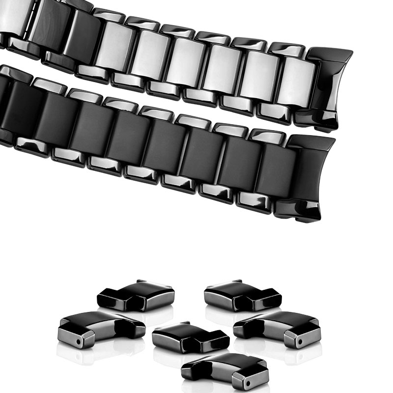 22mm 24mm Ceramic watchband black wristband glossy and matting bracelet for AR1451 1452 men's watch accessories