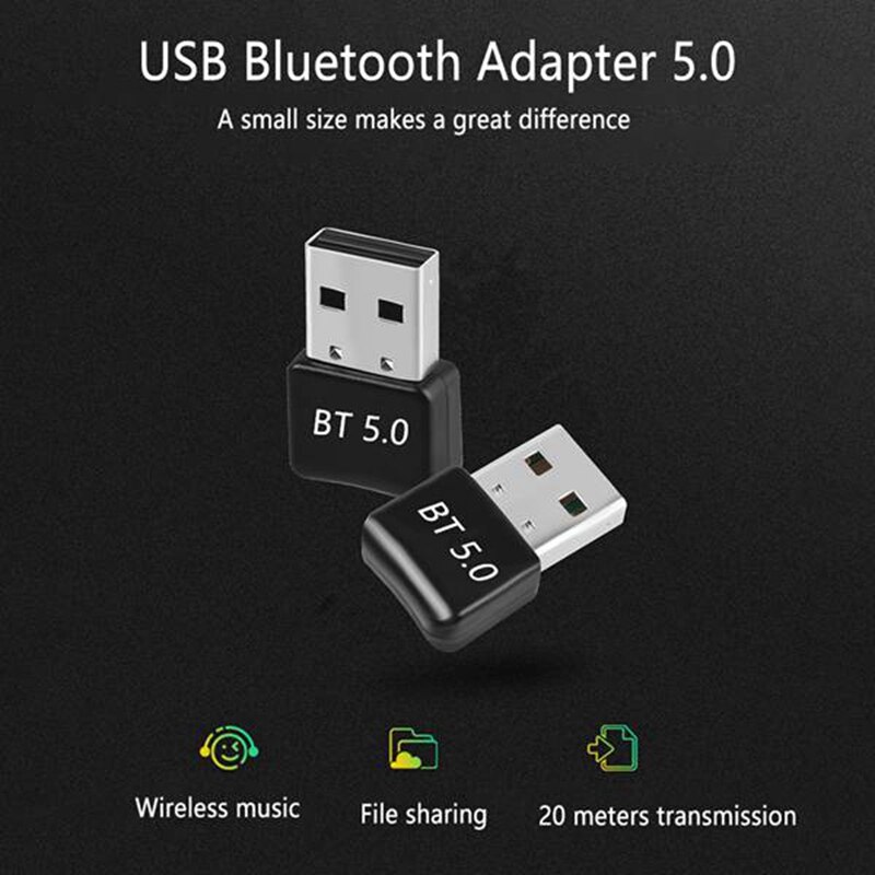 USB Bluetooth 5.0 Adapter, Driver-Free USB Bluetooth 5.0 Receiver Transmitter for PC Win 8/10/11 ,Win 7 Install Driver