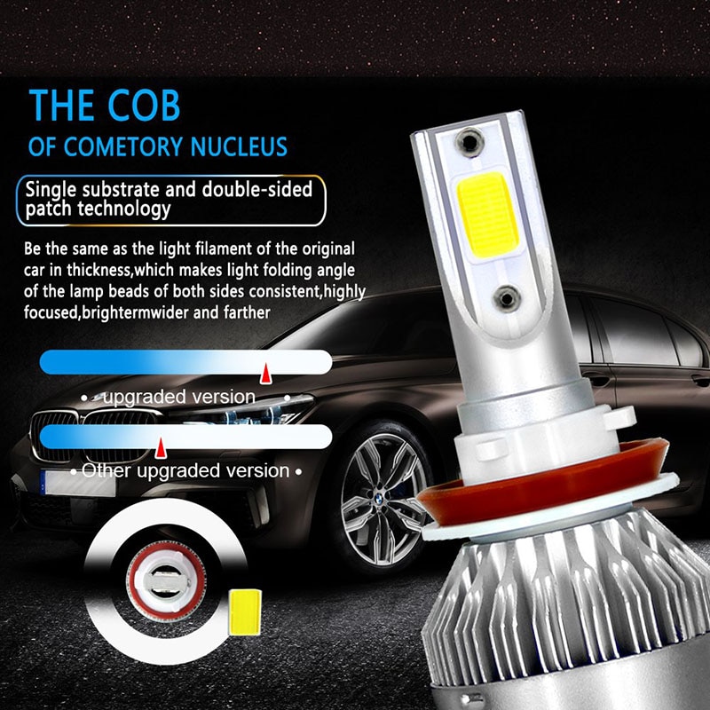 2Pcs/lot C6 LED Headlights Bulbs Conversion Kit Lights 72W 8000LM HB3 HB4 9004 9005 H1 H3 H4 H7 Auto COB Car 6000K